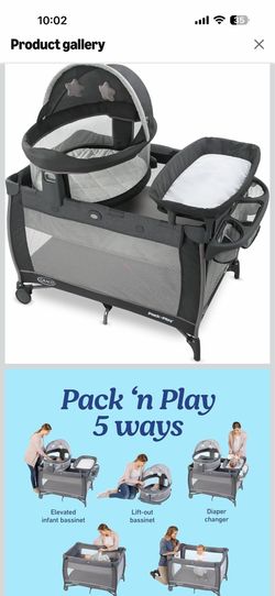 Graco Pack ’n Play Baby Playard w/ Bassinet & Changing Table - Like New 👶🩶