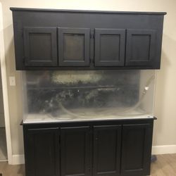 Fish Tank 100gal  With Custom Cabinet, Filter And Accessories 