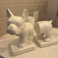 Ceramic French Bulldog Book Holders 