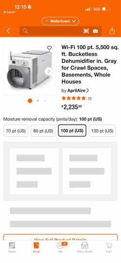 AprilAire - Wi-Fi 100 pt. 5,500 sq. ft. Bucketless Dehumidifier in. Gray for Crawl Spaces, Basements, Whole Houses AprilAire - Wi-Fi 100 pt. 5,500 sq.