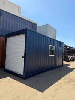 20FT REFURBISHED SHIPPING CONTAINER – WIND & WATERTIGHT | HEAVY DUTY STORAGE SHED | CONNEX BOX w/ ROLL UP DOOR + MAN DOOR + WINDOW
