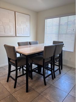 Modern Counter Height Dining Table Set – 6 Chairs