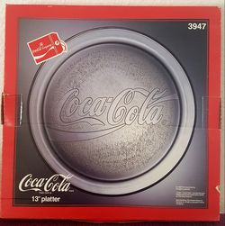 Coca-Cola 13" 1990s Clear Glass Serving Tray Platter #3947