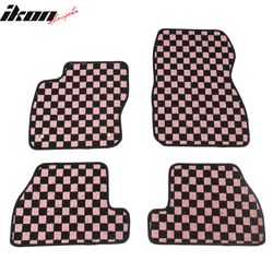 Fits 2012-2018 Ford Focus Anti-slip Floor Mats Checkered Carpets Black Pink Plaid