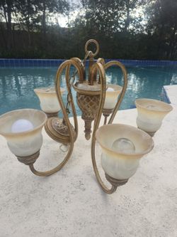 Chandelier Antique Vintage Gold Hanging Light Fixture Adjustable 5 Light Decorative Chandelier Ceiling