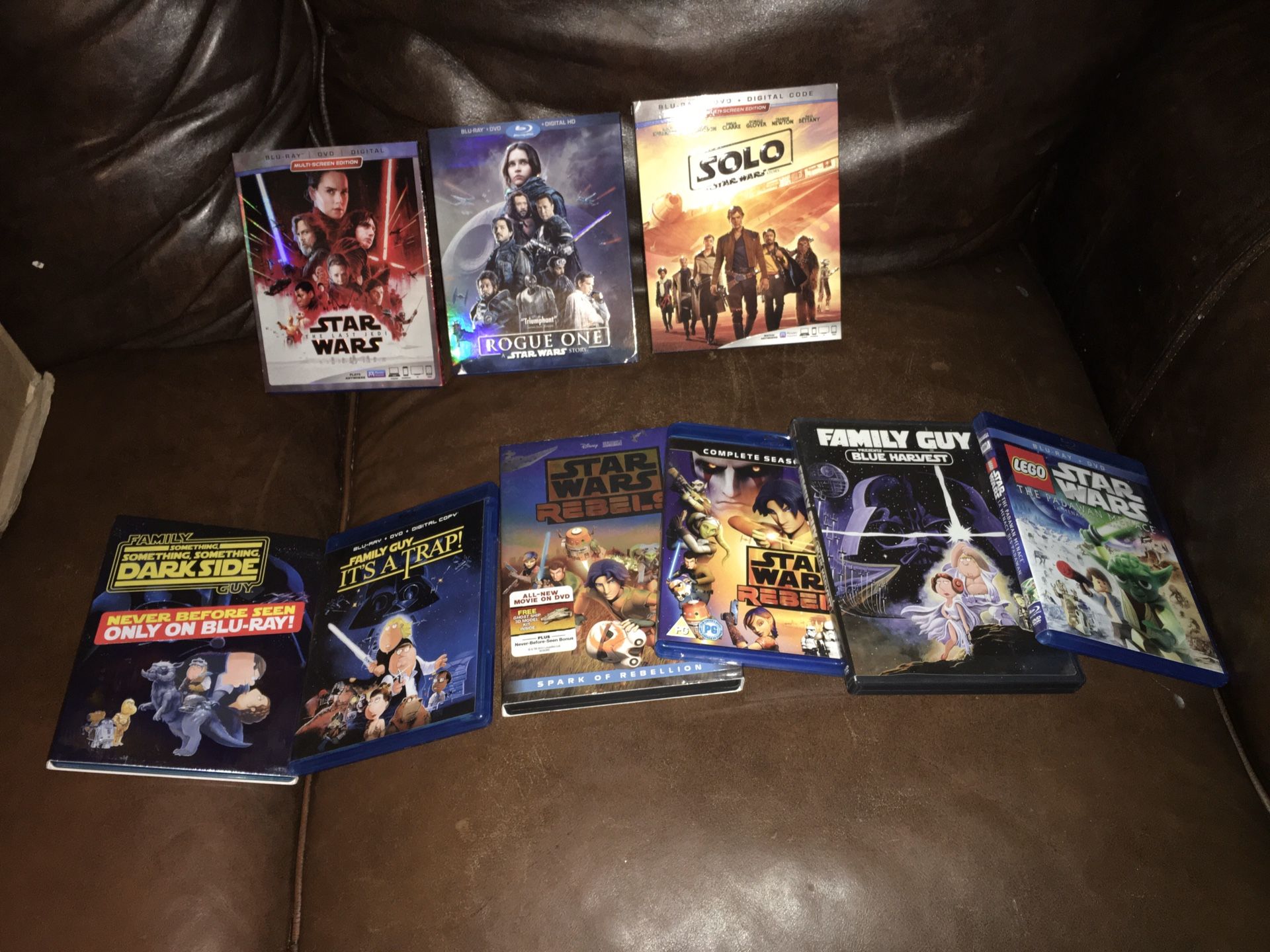 Star Wars Blu ray lot of 7 plus 2 dvd movies/shows