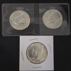 3 Kennedy Half Dollar Coins 50 Cent UNDER MELT