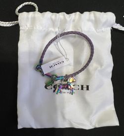 Coach Jewelry | Rare Coach Rainbow Color Unicorn Charm Braided Leather