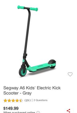 Segway A6 Kids' Electric Kick Scooter - Gray