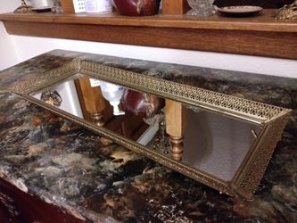 Beautiful vintage filigree mirrored tray
