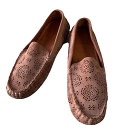 Size 8 COACH GENUINE SUEDE LEATHER PERFORATED PATTERN "CROSBY" FLATS