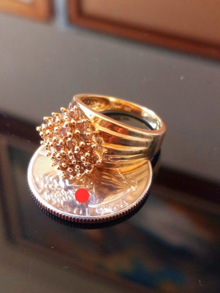 $325! Beautiful 10k Gold 25 Chocolate Diamond Ring Size 7