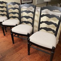 Wood Upholstered Ladder Back Chairs (4)