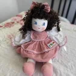 EATUSCA Rag Doll Pink Dress Curly Hair