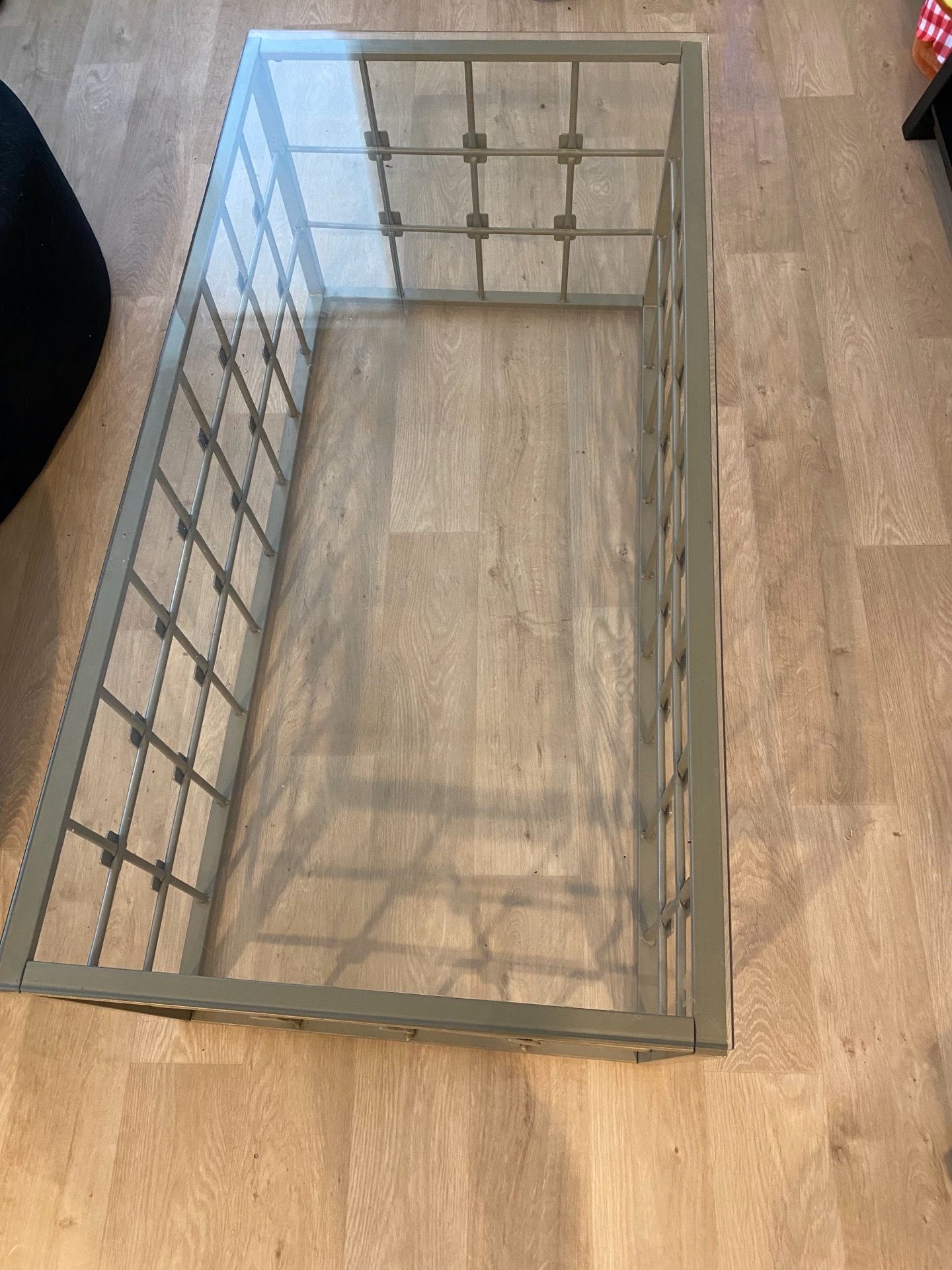 Glass table with metal stand