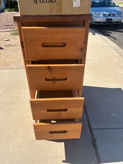Wooden dresser with shelves