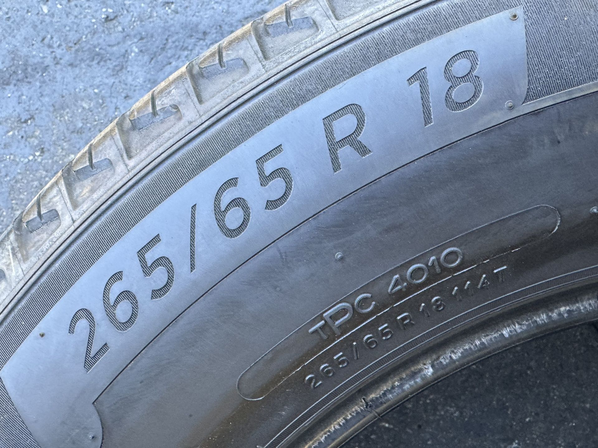 265/65/18 Michelin Primacy LTX (2 Tires) $125.00/ Both