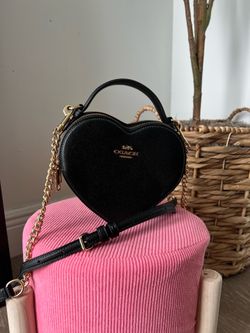 Coach Heart Crossbody Bag Black Leather