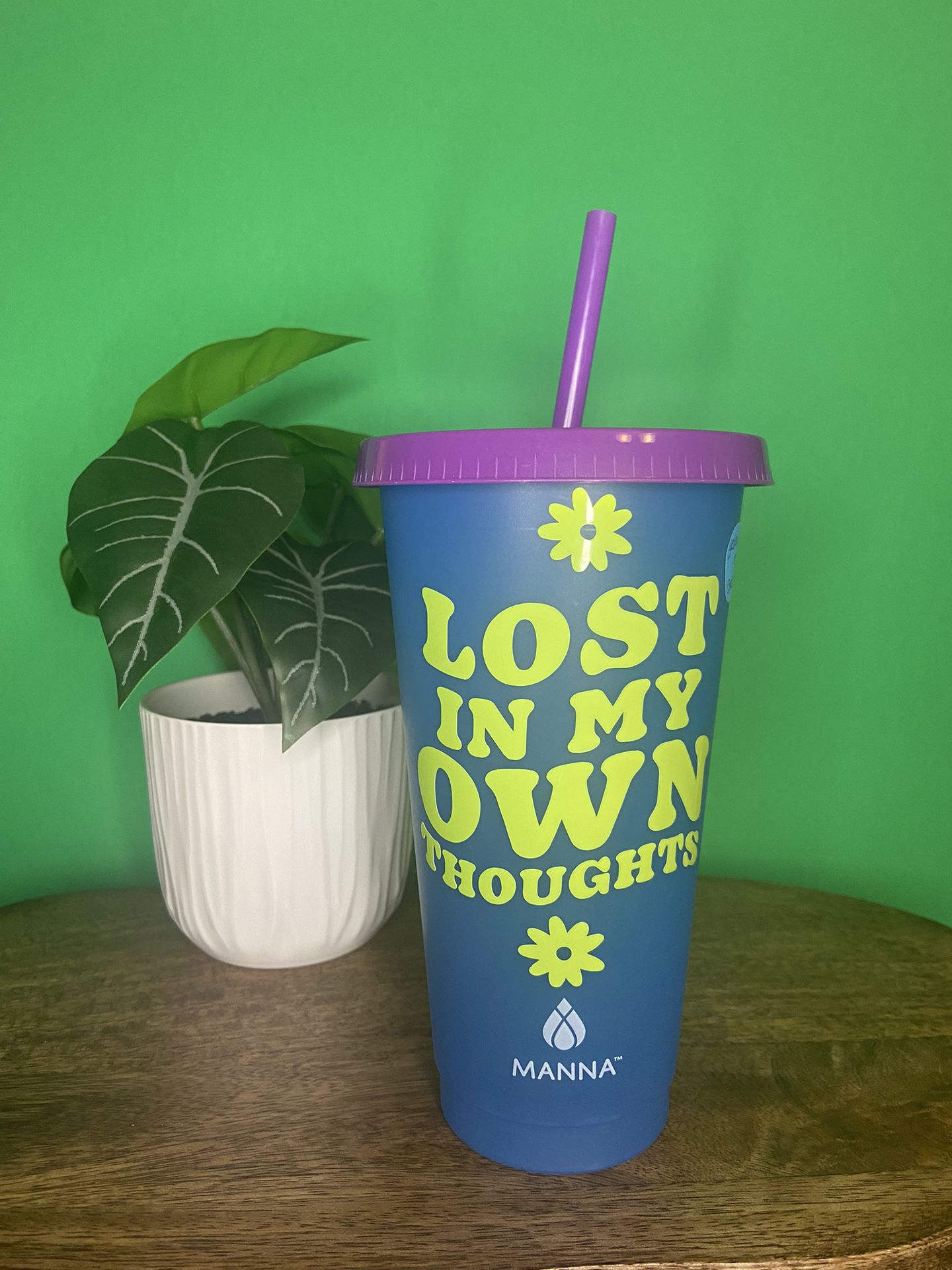 24 Oz “Lost in my Own Thoughts” Blue & Yellow Color Changing Tumbler