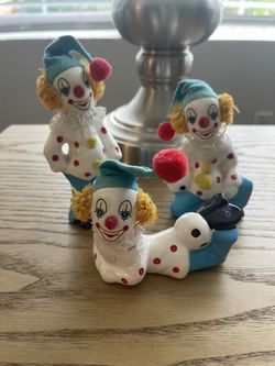 Vintage Clown Figurines Trio 