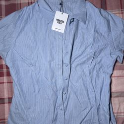 NEW Princess Polly Women’s Lift Off Button Up Top Blue - SIZE 12