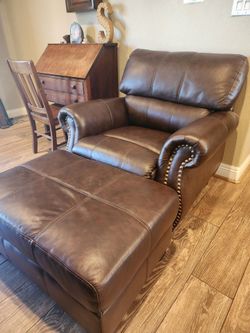 Leather Chair & Ottoman