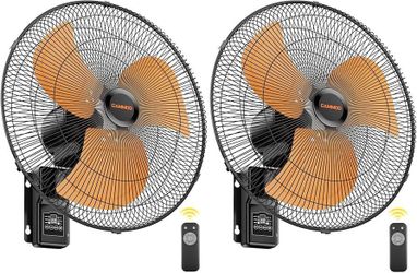 Set of 2,20 Inch Wall Mount Fan Oscillating, Wireless Remote & Button Control 32ft Wireless Control, 6.6ft Power Cord, Supports 3-Speed, 8H Timer, Sle