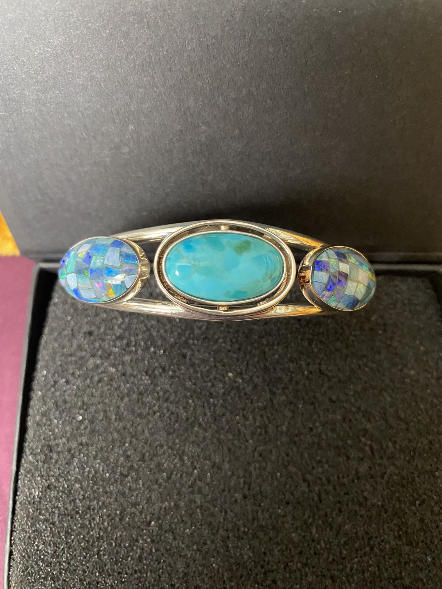 Jay King Sterling Silver Turquoise & Opal Mosaic Reversible Cuff Bracelet