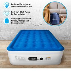 SoundAsleep Products Dream Series Luxury Air Mattress, ComfortCoil Technology, Built-in High Capacity Pump for Home, Camping- Double Height, Adjustabl