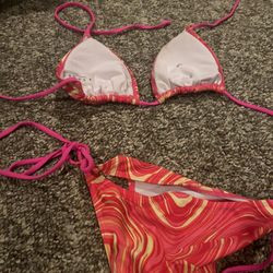 Stylish Multicolor Orange Red Bikini 