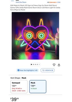 GGK Majora's Mask LED Sign LoZ Neon Sign for Room Wall Decor Gamer Gifts Zelda Mask Game Room Decor LED Neon Light for Zelda Fans (Majoras Mask)