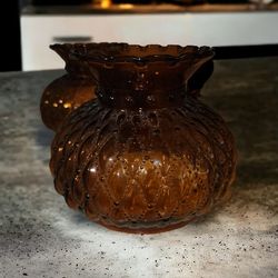 Vintage Amber Quilted Pattern Glass Hurricane Lam Shades