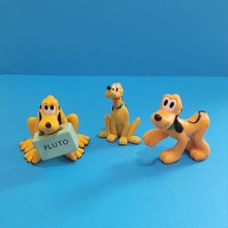 Lot of 3 Disney Pluto figures: three versions. Collectible figures 1.5"
