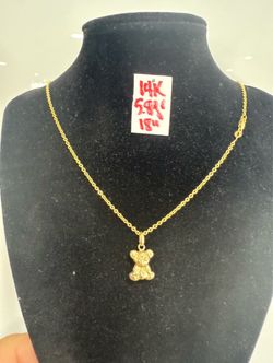 14K Solid Gold Chain And Pendant For Wedding 5.8Gr 18 Inches Long