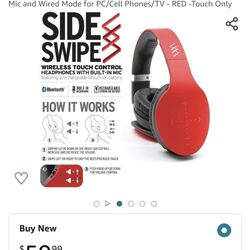 iHip Side Swipe Touch Control Wireless Bluetooth Headphones Over Ear - Foldable,

