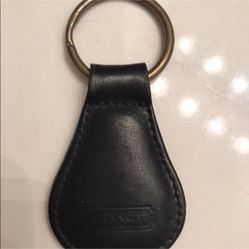 Vintage Coach Black Leather Tab Key Ring