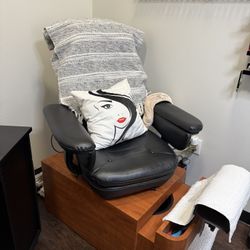 Portable Pedicure Spa  Chair Black/Wood 