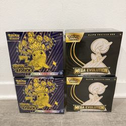 Pokémon TCG Lot Of 4 ETB: 2 Mega Evolution & 2 Surging Sparks Factory Sealed New