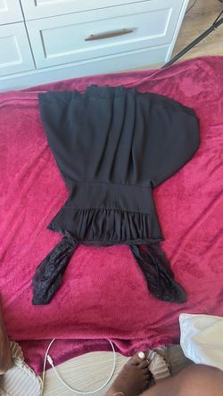 Black Lace Trim Blouse Top