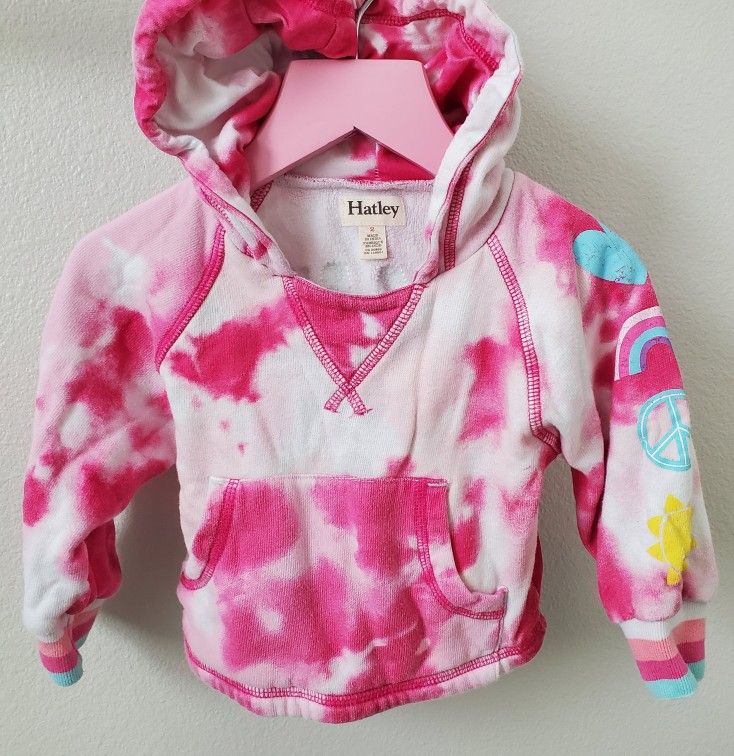 Hatley Pink Ombre Raglan Hoodie, Size 2
