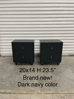 Dark Navy 2-Drawer Nightstand Set of 2