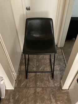 Black Faux Leather Bar Stool x2