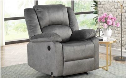 Power Motion Recliner Chair In Gray Fabric