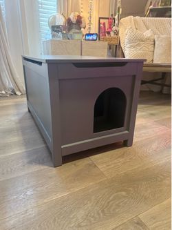 Designer Pet Products Parker Designer Catbox Litter Box Enclosure- Grey