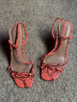 Orange Snake Print Heels