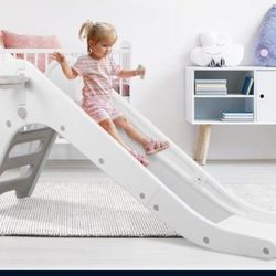 MAMIZO 3 in 1 Toddler Slide, Extra Long Baby Slide Climber Playset with Basketball Hoop & Ball, Non-Slip Steps, Freestanding Indoor Outdoor Playground