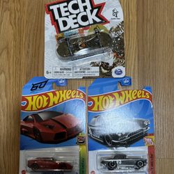 Tech Deck And 2 Hot Wheel Cars