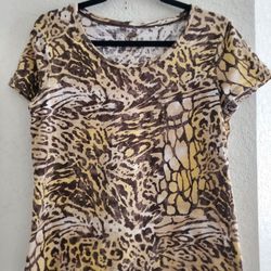 Zenergy By Chico's Brand Animal Print Shirt Size Medium 