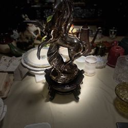 Mid Century Ceramic Gold Rearing Horse Sculpture