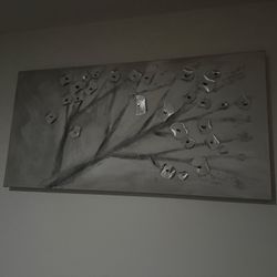 Modern Floral Wall Art Canvas – Silver/Neutral